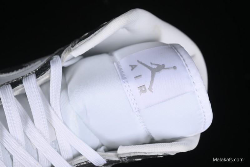 Nike Air Jordan 1 Mid Basketball Shoes Silver White - FN5031-100
