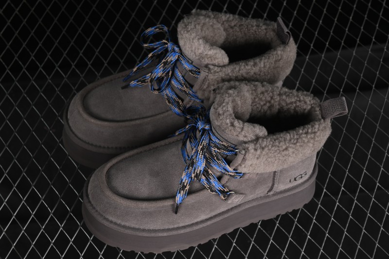 UGG Classic Mini II Fur Lace-Up Platform Mini Boots with Treadlite Outsole - 1143954