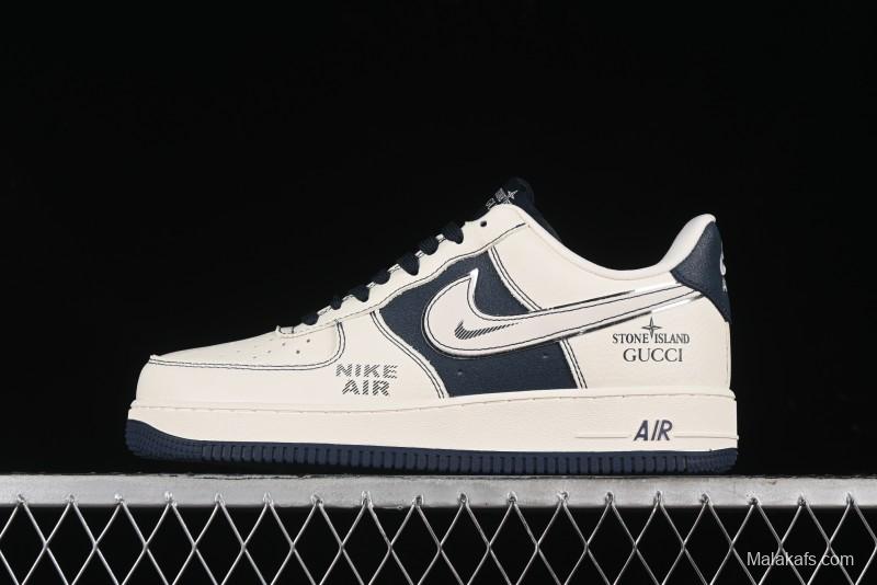 Nike Air Force 1 '07 Low Gucci Stone Island Collaboration - Off White Graphite Low-Top Casual Sneakers - KK1988-013