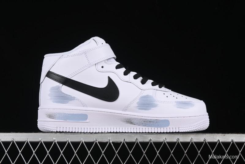 Nike Air Force 1 Mid Custom Hand-Painted Broken Three Hooks Shadow Spray-Painted Strap Mid-Top Casual Sneakers - CW2289-111