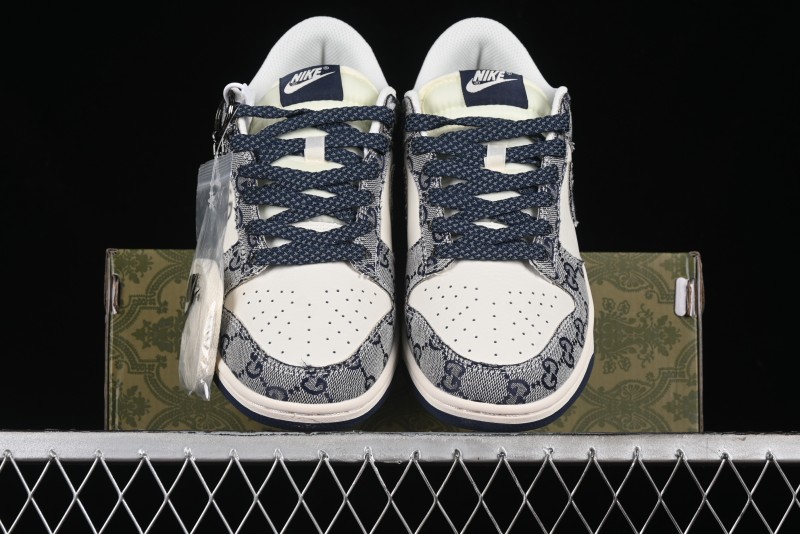 Nike SB Dunk Low Gucci Collaboration - Dark Blue Anniversary High-End Custom Low-Top Casual Skate Shoes - BB9676-313