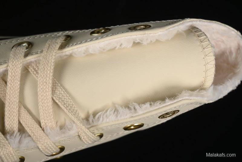 Converse Chuck 1970s Winter Waterproof Leather High-Top Sneakers with Gold Eyelets and Fleece Lining - A12443C