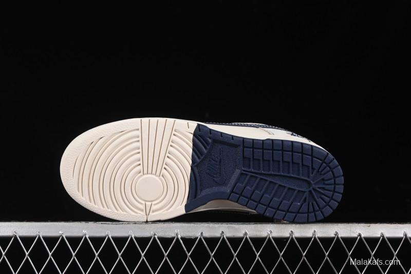 Nike SB Dunk Low Stussy Collaboration - Patchwork Grey White Dark Blue Swoosh Anniversary Custom Low-Top Casual Skate Shoes - MM1089-025