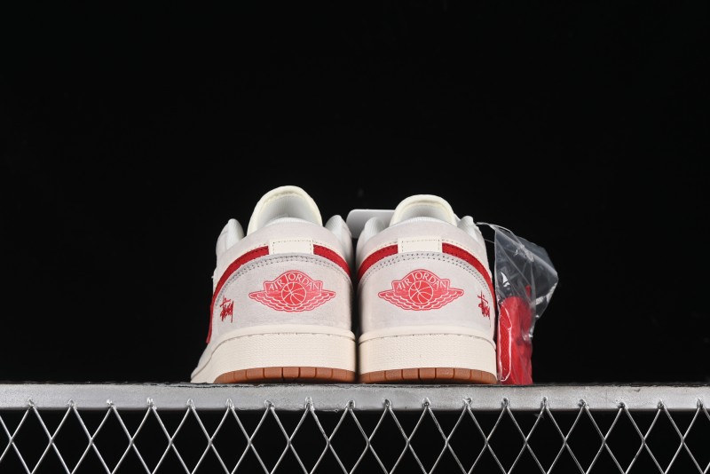Nike Air Jordan 1 Low Stussy Collaboration - Pink Pig Retro Low-Top Basketball Shoes - SJ9950-023