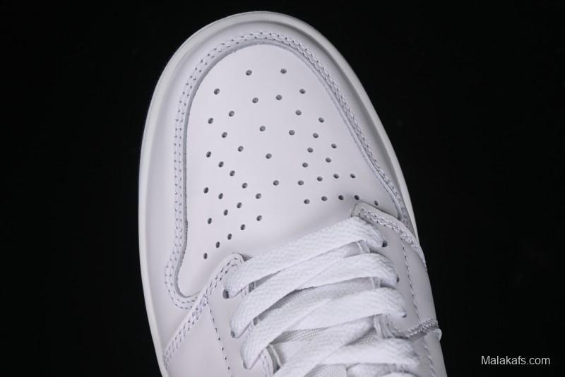 Nike Air Jordan 1 Low 85 Retro Sneakers in White with Metallic Blue Swoosh - FB9933-141