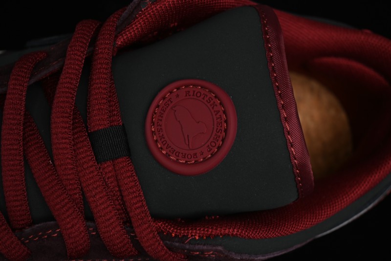 Nike SB Dunk Low Bordeaux Red Skate Shoes Collaboration with Riot Skateshop - FZ1289-200