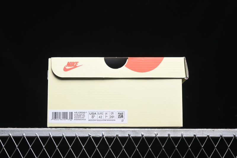 Nike Travis Scott x Fragment Design x Air Jordan 1 Low OG SP AJ1 Retro Sneakers with Reverse Swoosh - SJ2068-135