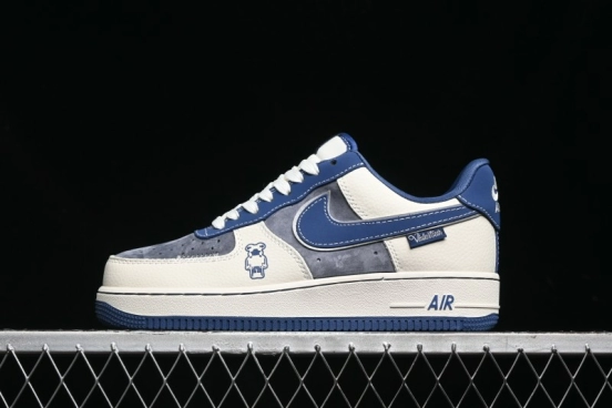 Nike Air Force 1 '07 Low Violent Bear Collaboration - Grey Beige Blue Low-Top Casual Sneakers - KK1988-017