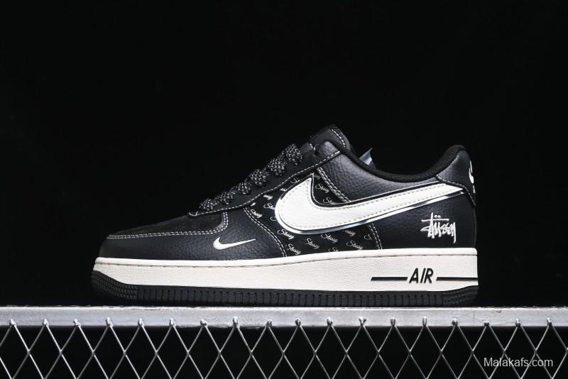 Nike Air Force 1 '07 Low Stussy Collaboration - All Black Low-Top Casual Sneakers - XZ6188-311