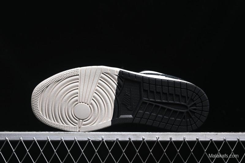 Nike Air Jordan 1 Low AJ1 Supreme Collaboration - Black White Two-Tone Retro Basketball Shoes - SJ9950-021