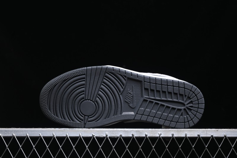 Nike Air Jordan 1 Low Stussy Collaboration - Grey Pigskin Black Base Retro Basketball Shoes - XX3318-968