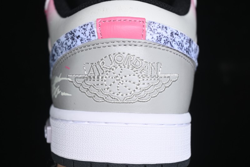 Nike Air Jordan 1 Low Retro Basketball Shoes - Panda Mischief Qixi Theme with Special Graffiti Design - 553558-132