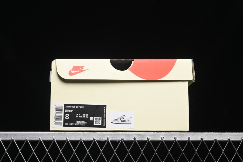 Nike Air Force 1 '07 Low Stussy Collaboration - Black Sail Silver Swoosh Casual Sneakers - XZ6188-729