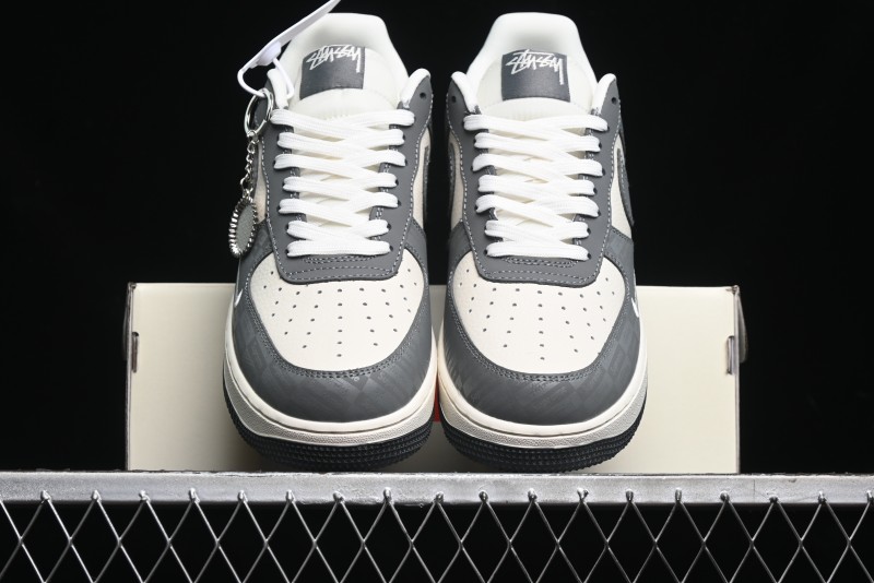 Nike Air Force 1 '07 Low Stussy Collaboration - Light Bone Shadow Low-Top Casual Sneakers - DF0180-008