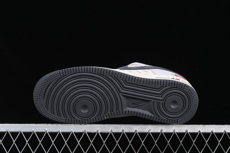 Nike Air Force 1 '07 Low Stussy Collaboration Pig Skin Swoosh Logo Low-Top Casual Sneakers - XS1958-501