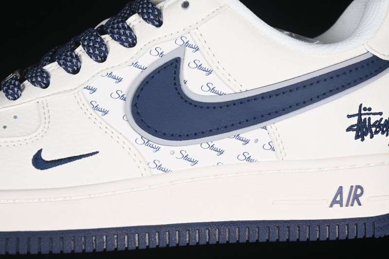 Nike Air Force 1 '07 Low Stussy Collaboration - Navy Blue & Off-White Low-Top Casual Sneakers - XZ3328-568