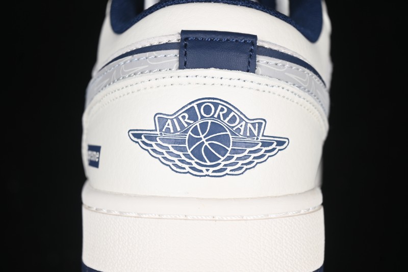 Nike Air Jordan 1 Low Supreme Collaboration - Shadow Swoosh Custom Retro Basketball Shoes - XX3318-368
