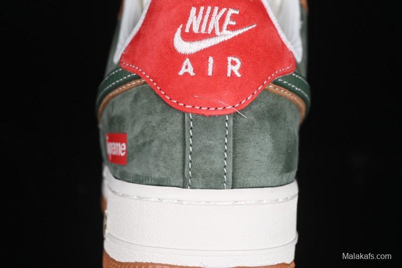Nike Air Force 1 '07 Low Supreme Year of the Snake Limited Edition Green Brown Double Swoosh Casual Sneakers - DM6688-025