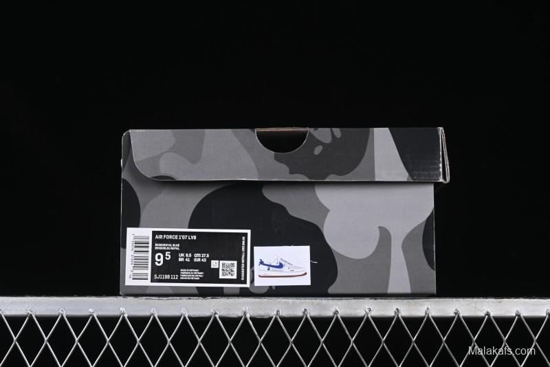 Nike Air Force 1 '07 Low Bape Collaboration Beige Blue Gum Pull Tab Casual Sneakers - SJ1198-112