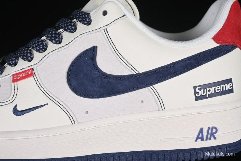 Nike Air Force 1 '07 Low Supreme Collaboration Sneakers with Red Tab and Blue Swoosh - BB7518-021