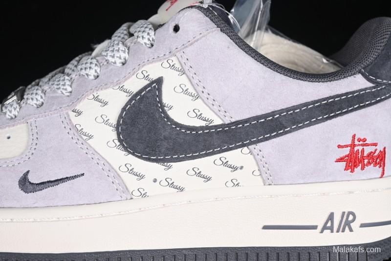 Nike Air Force 1 '07 Low Stussy Collaboration Pig Skin Swoosh Logo Low-Top Casual Sneakers - XS1958-501