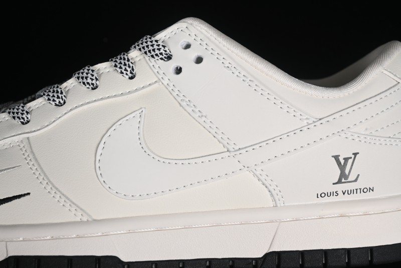 Nike SB Dunk Low LV Collaboration - Double Swoosh Beige Black Anniversary High-End Custom Low-Top Casual Sneakers - XX2025-307