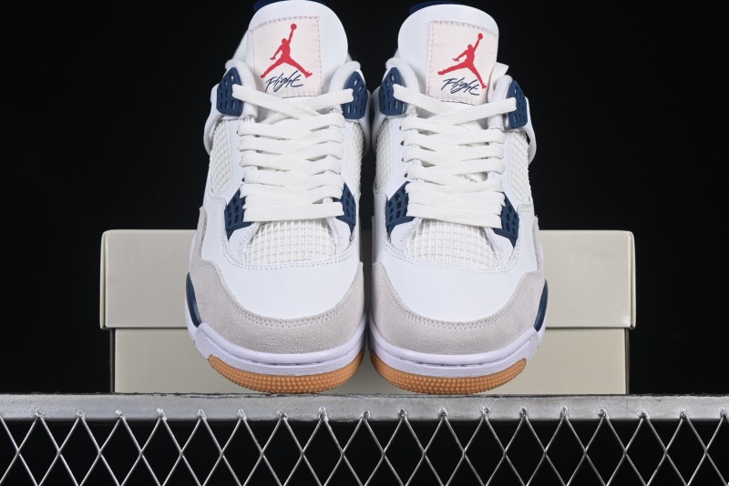 Nike SB x Air Jordan 4 Retro "Navy" White Blue Basketball Shoes - DR5415-100