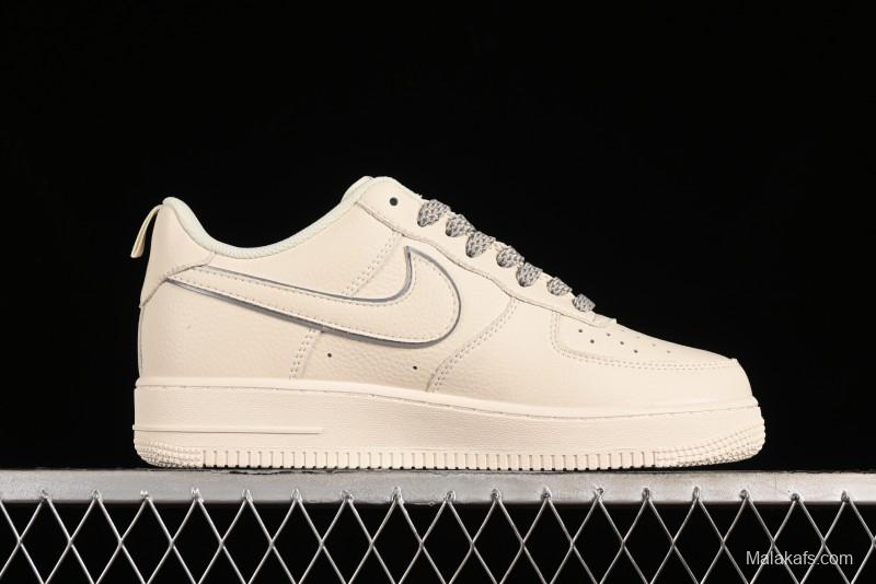 Nike Air Force 1 '07 Low Classic Grey Silver Swoosh Starry Sneakers - MJ0319-023