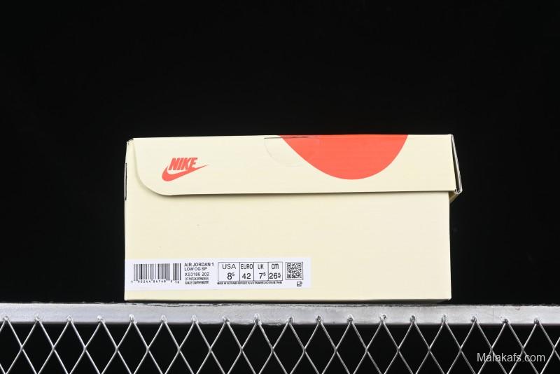 Nike Travis Scott x Fragment Design x Air Jordan 1 Low OG SP AJ1 Stussy Collaboration Suede Green Low Top Casual Sneakers - XS3186-202