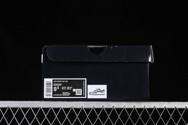 Nike Air Force 1 '07 Low Dior Collaboration Black Pattern Drawstring Casual Sneakers - SJ1198-106