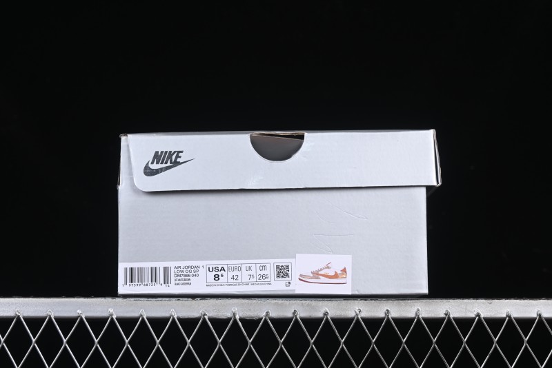Nike Travis Scott x Fragment Design x Air Jordan 1 Low OG SP AJ1 Mocha Gold Low-top Casual Sneakers - DM7866-040