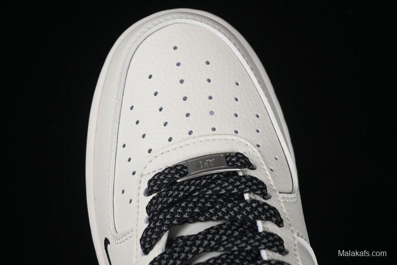 Nike Air Force 1 '07 Low Stone Island x Supreme Collaboration Beige Black Patchwork Low-Top Casual Sneakers - HH7518-042