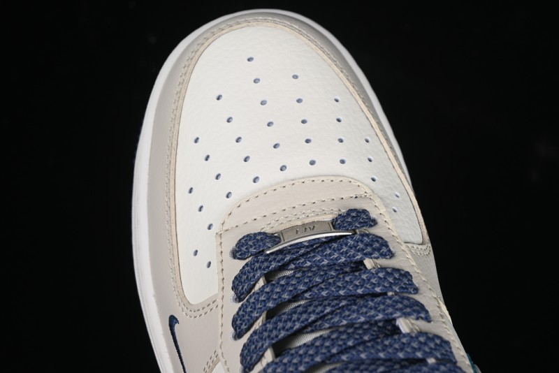 Nike Air Force 1 '07 Low Stussy Collaboration Light Blue White Transparent Swoosh Low-Top Casual Sneakers - DM6688-055