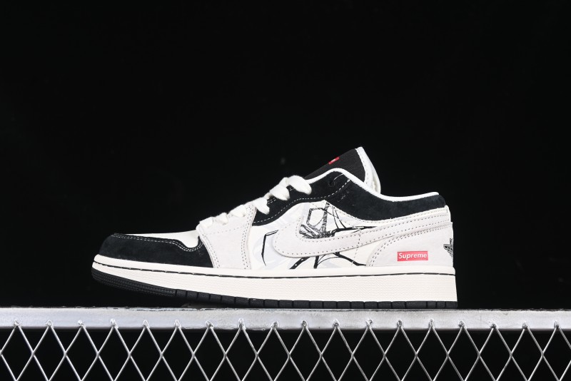 Nike Air Jordan 1 Low Supreme Collaboration Spider Custom High-End Retro Basketball Shoes - XS6086-007