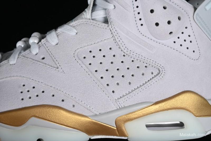 Nike Air Jordan 6 Retro Paris Olympics Sneakers with Metallic Gold Accents - DQ4914-074