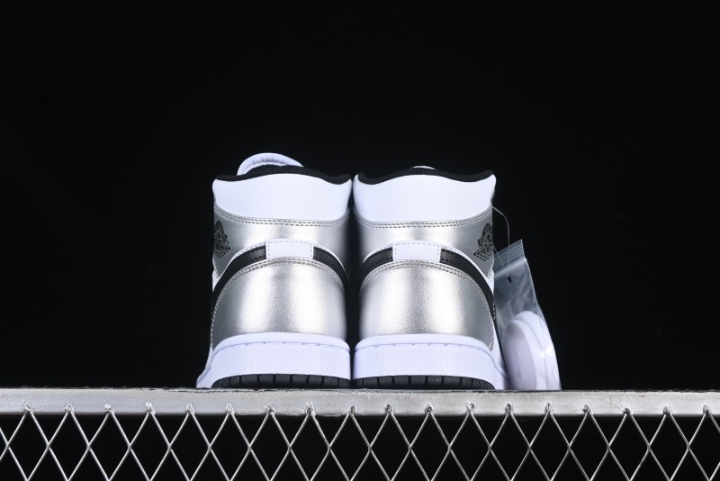 Nike Air Jordan 1 Mid AJ1 Basketball Shoes in Black White Silver - DQ8423-103