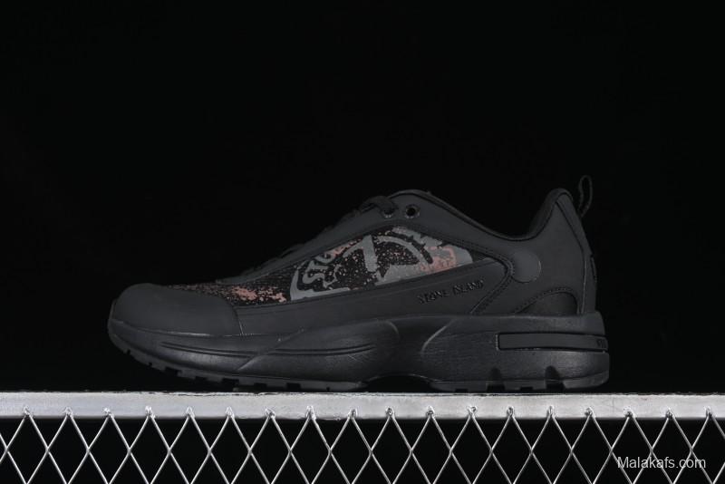 Stone Island Grime Panelled Low-Top Lifestyle Sneakers in Dark Brown - 79FWS0303