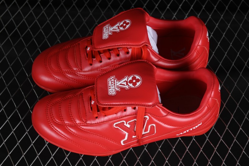 Louis Vuitton Footprint Soccer Low-Top Lifestyle Sneakers Round Toe Lace-Up Casual Shoes Red - AJF6