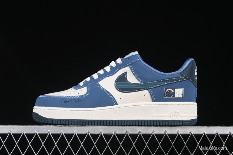 Nike Air Force 1 '07 Low Collaboration White Blue Ghost Face Casual Sneakers with Strap - KK1988-068