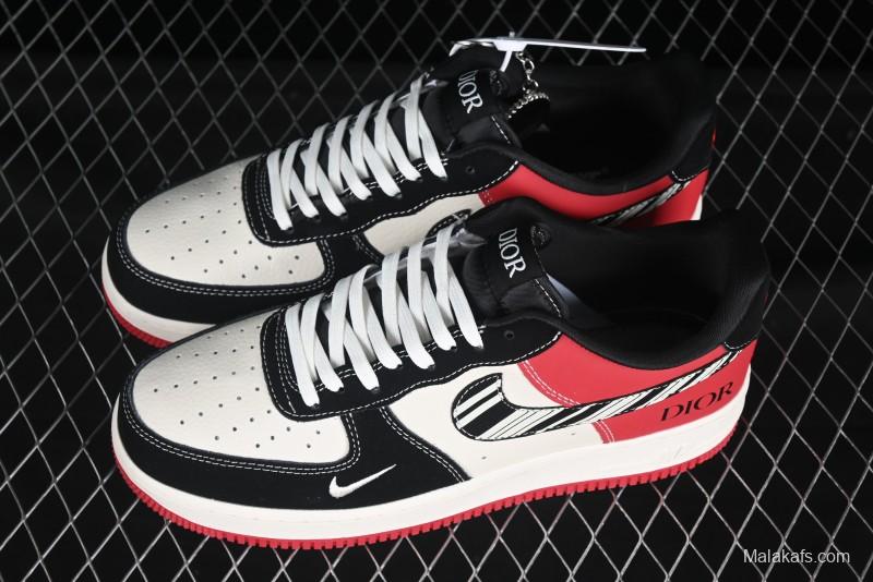 Nike Air Force 1'07 Low Dior Collaboration Red Black Zebra Print Casual Sneakers - KK1988-066