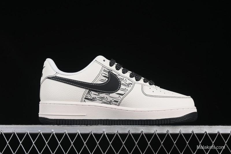 Nike Air Force 1 '07 Low Custom Casual Sneakers with Multiple Swoosh Design - HH7518-068