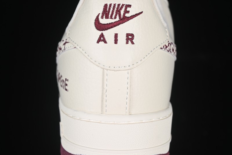 Nike Air Force 1'07 Low Supreme Collaboration Rice Wine Red Casual Sneakers - KK1988-070