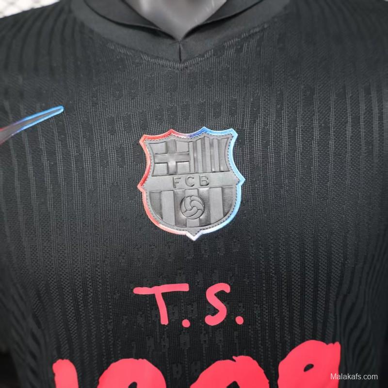 Player Version 25/26 FC Barcelona Black with Pink "T.S. 1989" Jersey