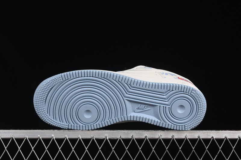 Nike Air Force 1'07 Low Supreme Co-branded Blue and White Casual Sneakers - XX3168-137