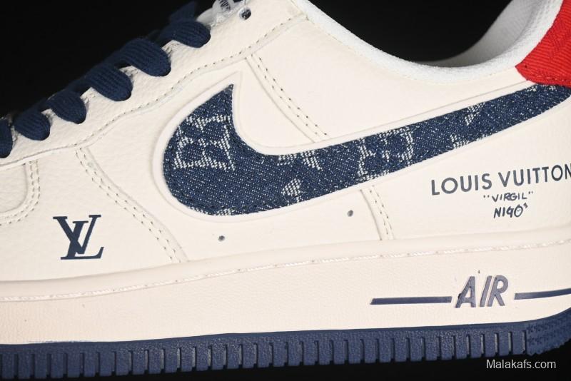 Nike Air Force 1'07 Low LV Collaboration Blue Denim Swoosh Casual Sneakers - XX3168-128