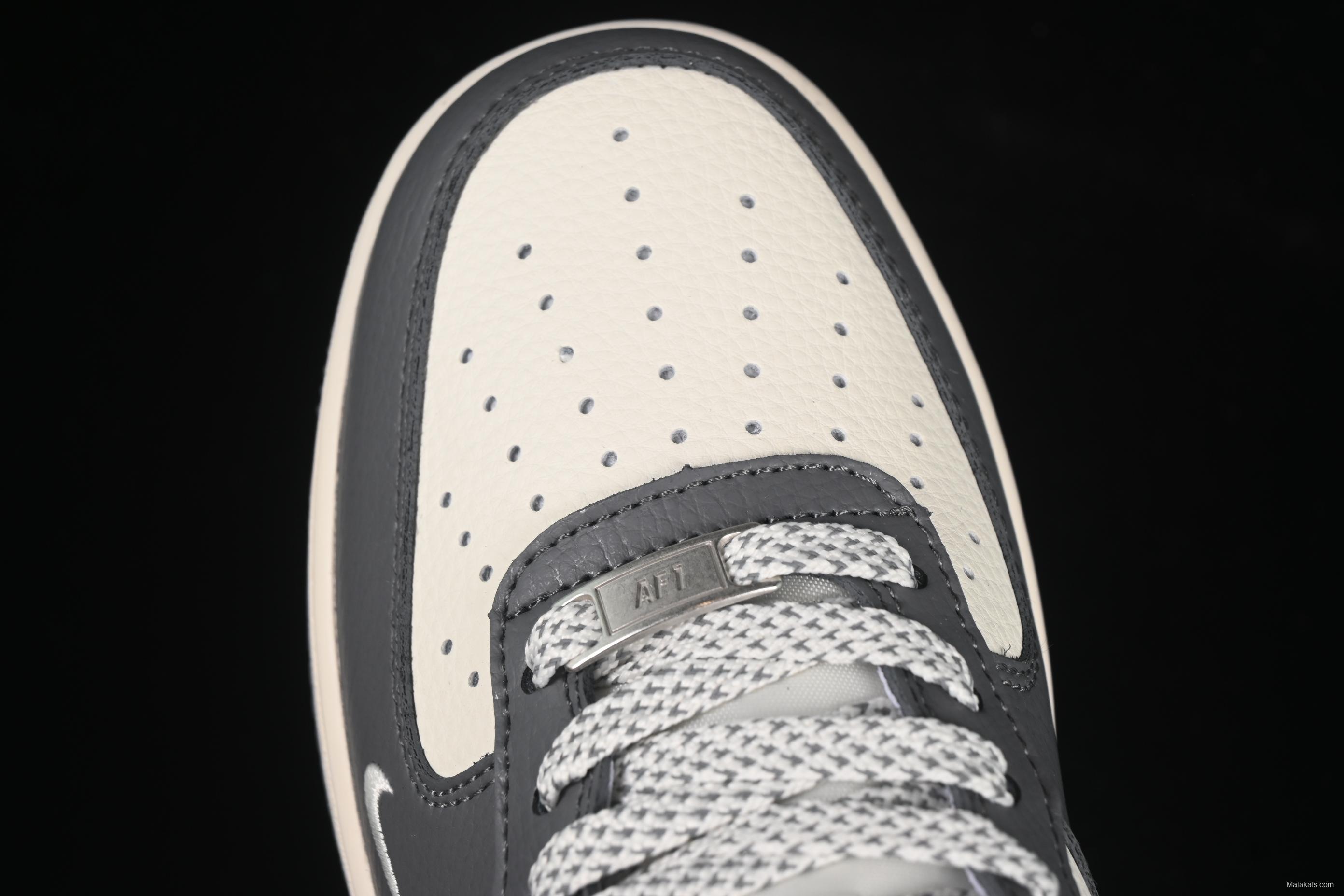 Nike Air Force 1 '07 Low Stussy Collaboration Light Grey Sky Blue Swoosh Casual Sneakers - XS1958-574