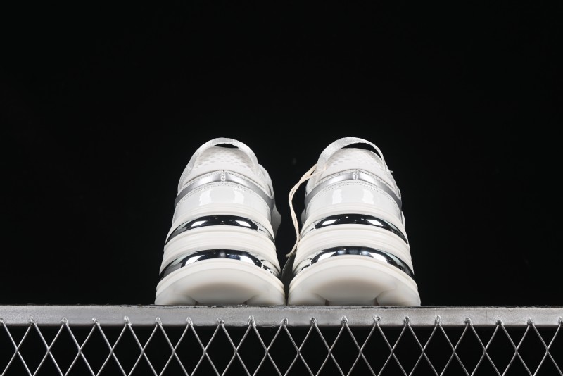 GG-CC Chunky Low Casual Fashion Sneakers with Thick Sole and Height Increasing Design - 2607 White