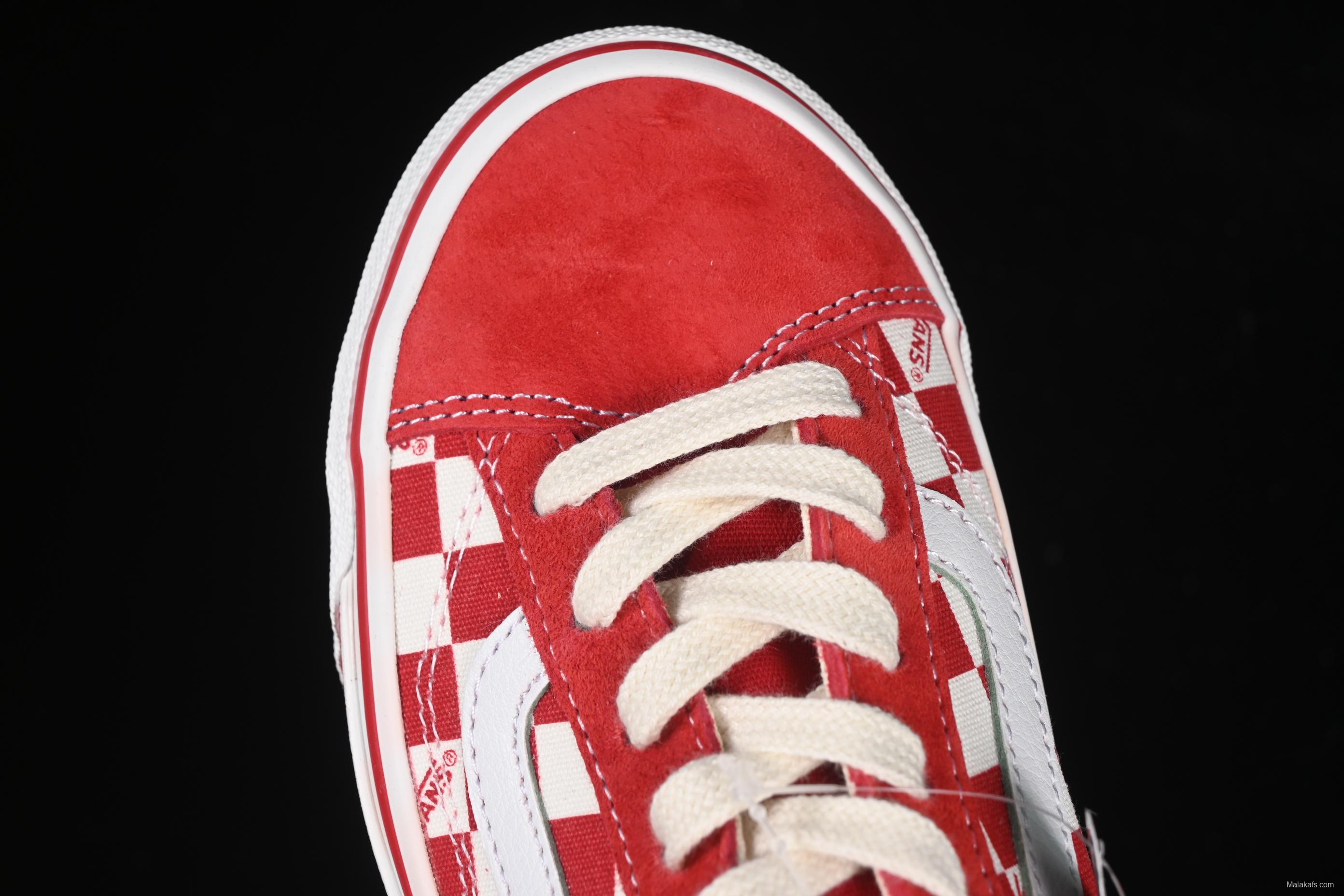 Vans Old Skool 36 LX-BMX Classic Skate Shoes in White Red Checkerboard - VN000D57ERM