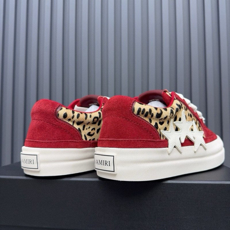 2024 Unisex Amiri Red Leopard Suede Leather Sneakers MJ00300