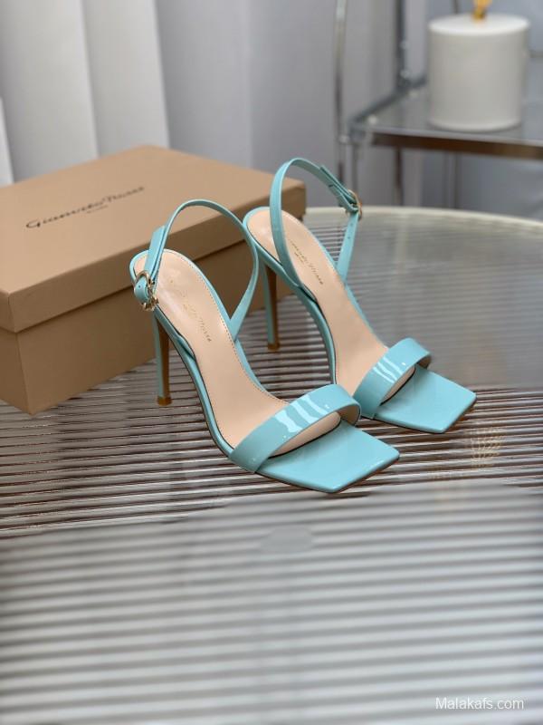 2025 Women Gianvito Rossi Light Blue Patent Leather High Heel Sandals